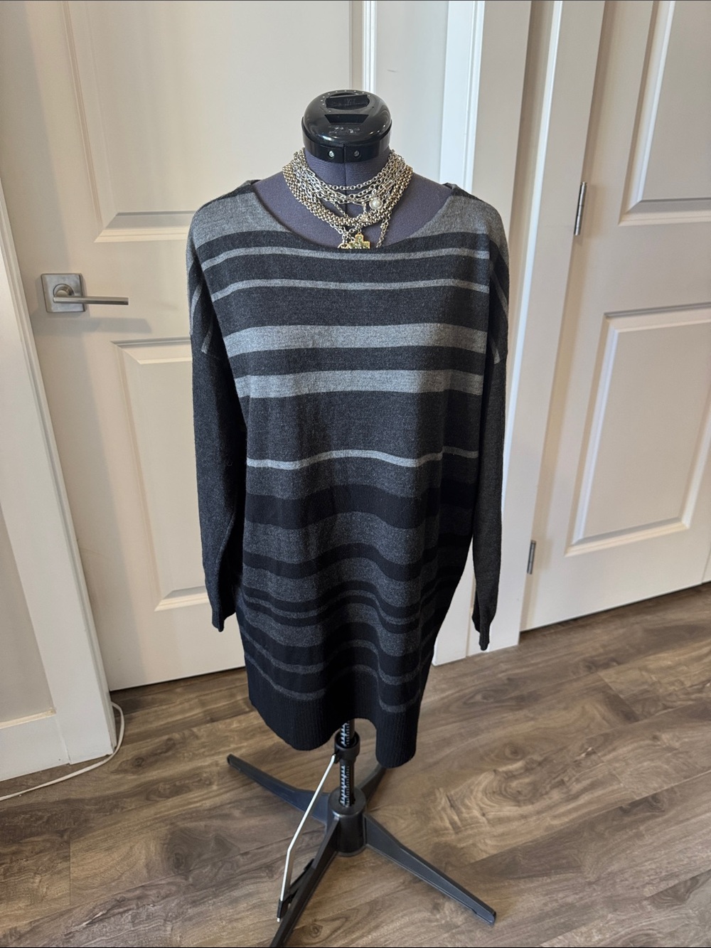 Eileen Fisher Striped Crew Neck Sweater Dress - size xs (small pick)